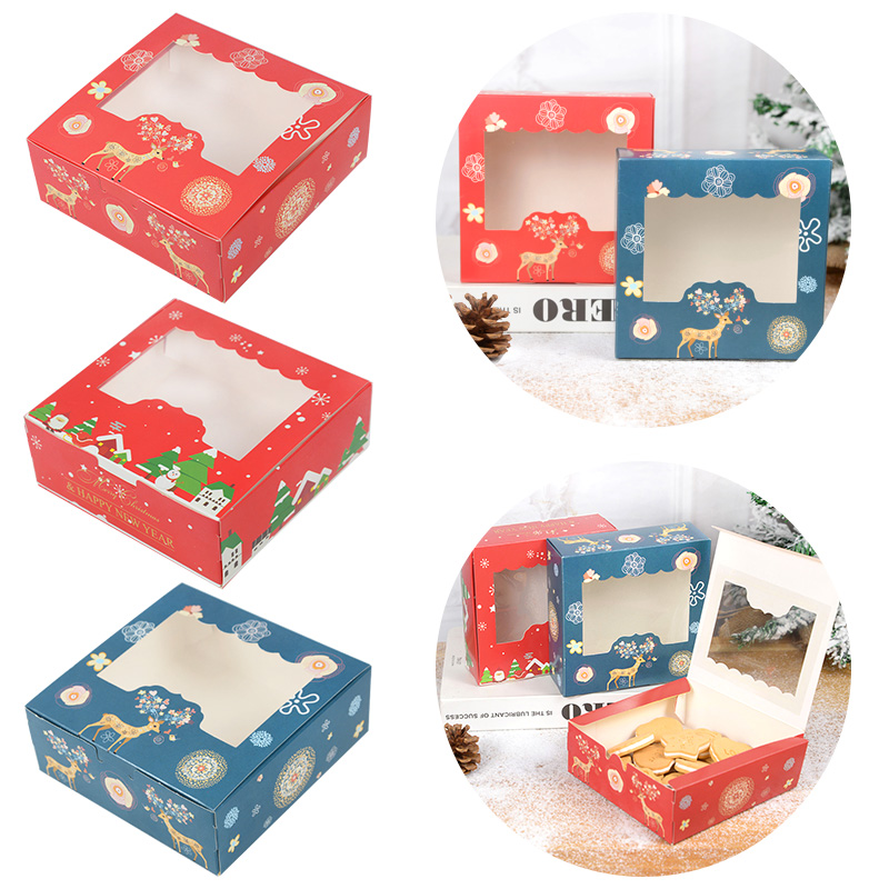 Advent Calendar Gift - 窓付きクリスマスクッキーボックス,キャンディーボックス,チョコレート,クッキー包装,クリスマスギフト包装,新年のお祝いボックス,10個,5個