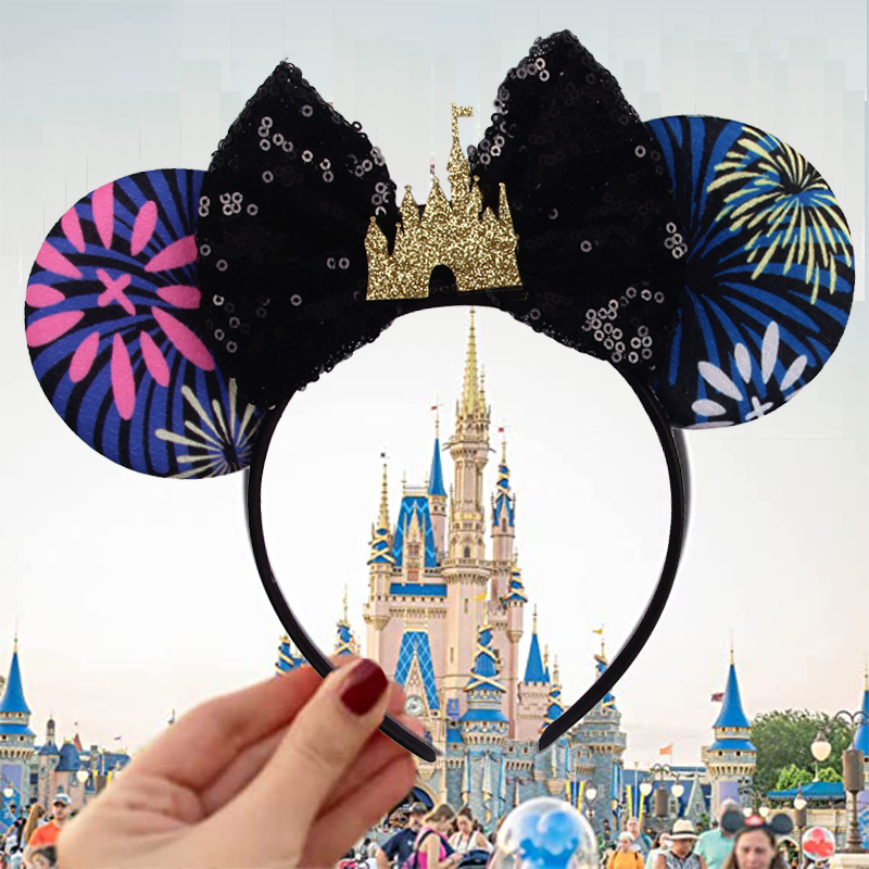 Ribbon Bow Gift - ディズニー城ミッキーマウス耳ヘッドバンドスパンコール弓女の子コスプレヘアバンド大人/子供パーティーギフト子供ヘアアクセサリー