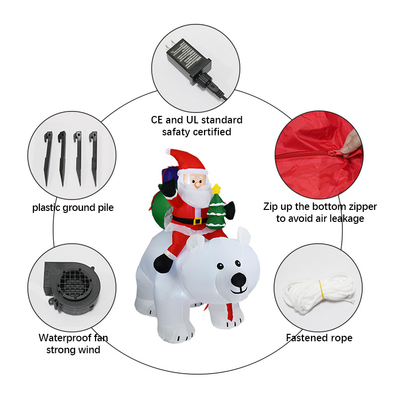 Christmas Lights Outdoor - LEDライト付き移動式クマサンタクリスマスインフレータブルヤード屋外装飾、膨らませる式ホーム屋外ホリデーデコレーション