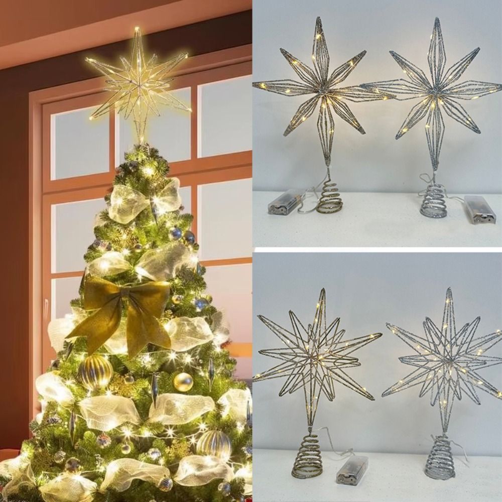 Star Tree Topper - 星型LEDクリスマスツリートッパー、ライトランプ、鉄のライトアップ小道具、クリスマスの装飾、キラキラパーティー用品