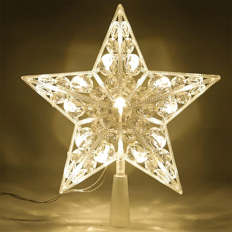 Star Tree Topper - 15cm クリスマスデコレーション 光るツリートッパー グリッターシャイニングスター クリスマスツリーオーナメント ホームデコレーション用