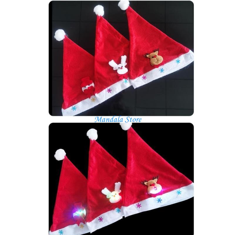 Santa Hat Plush - U2JC クリスマス帽子 大人 LED 光るサンタ帽子 フェスティバル