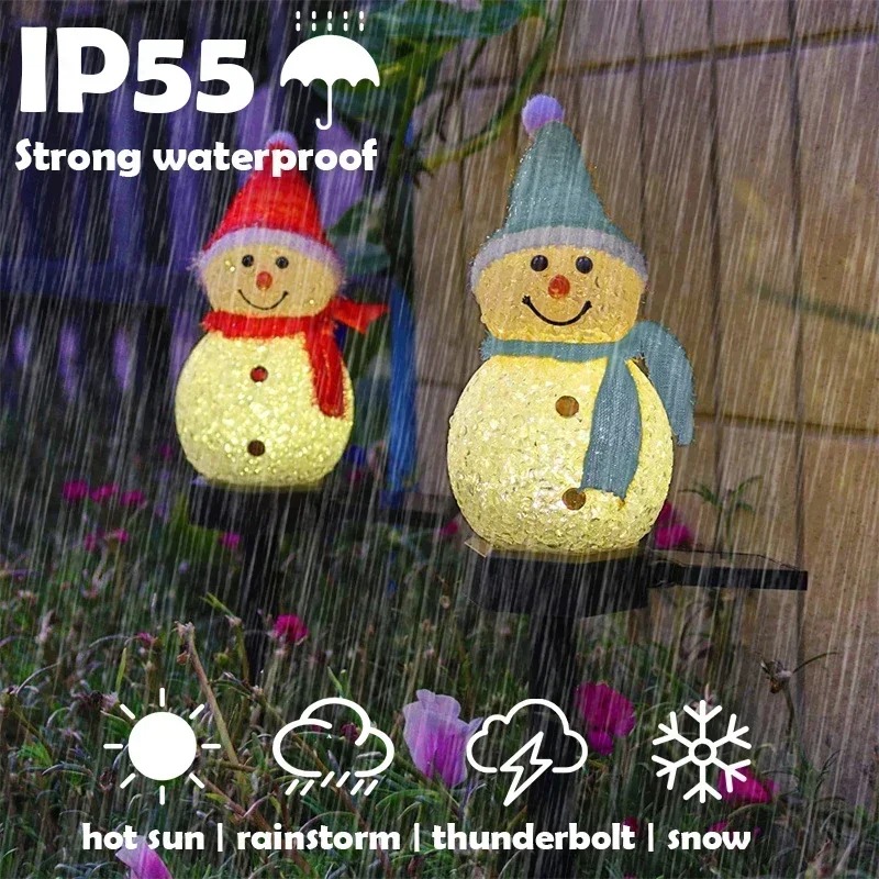 Christmas Lights Outdoor - クリスマス雪だるまソーラーガーデンライト LED 防水屋外庭像ランプホリデーパーティー装飾芝生通路照明