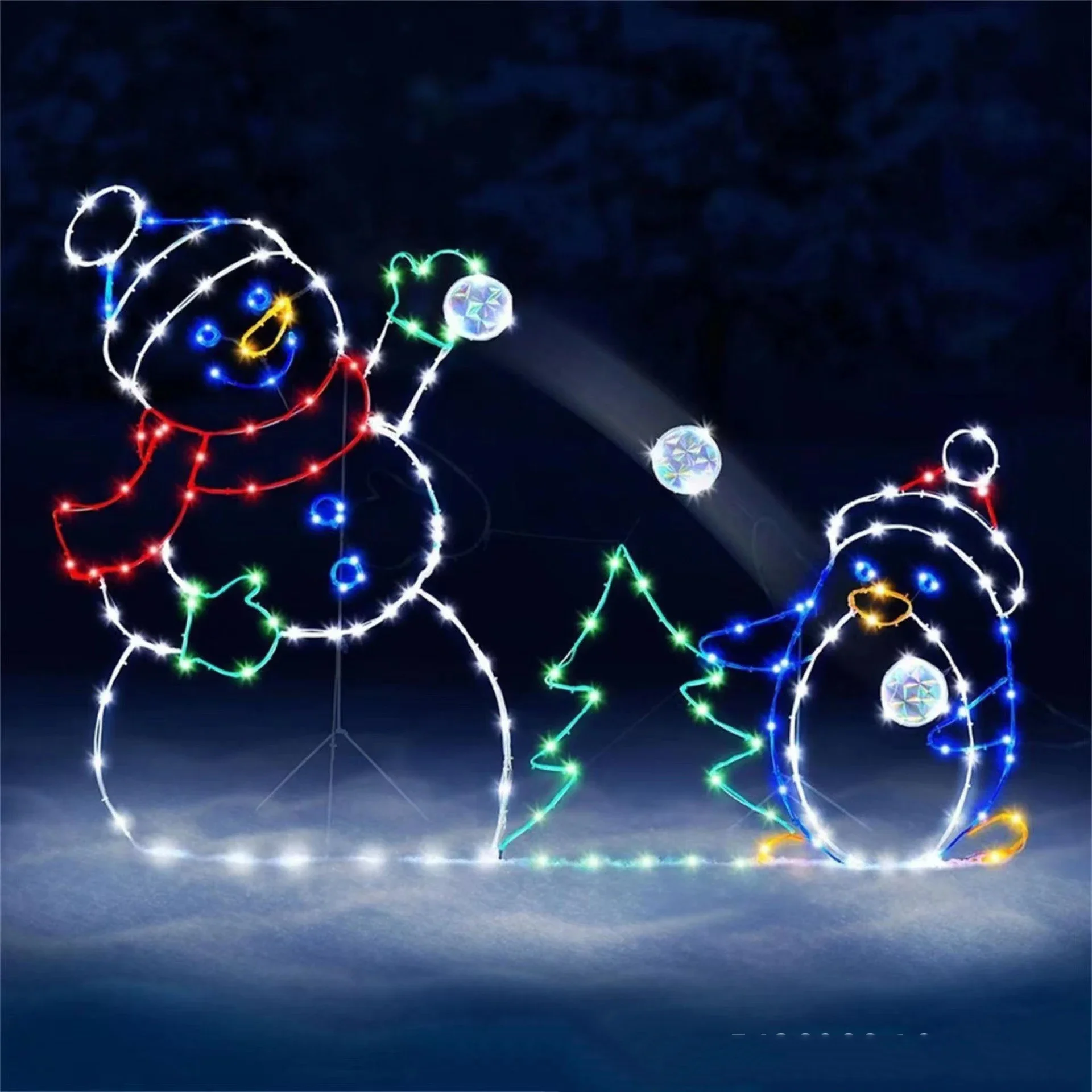アニメーションスノーボールライトLEDグリッター雪だるまクリ - Christmas Lights Outdoor のレビューと価格