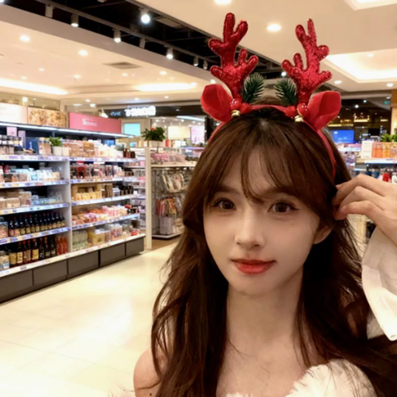 クリスマスグリッター鹿の角ヘッドバンド パーティー仮装コスチ - Reindeer Antlers Headband のレビューと価格