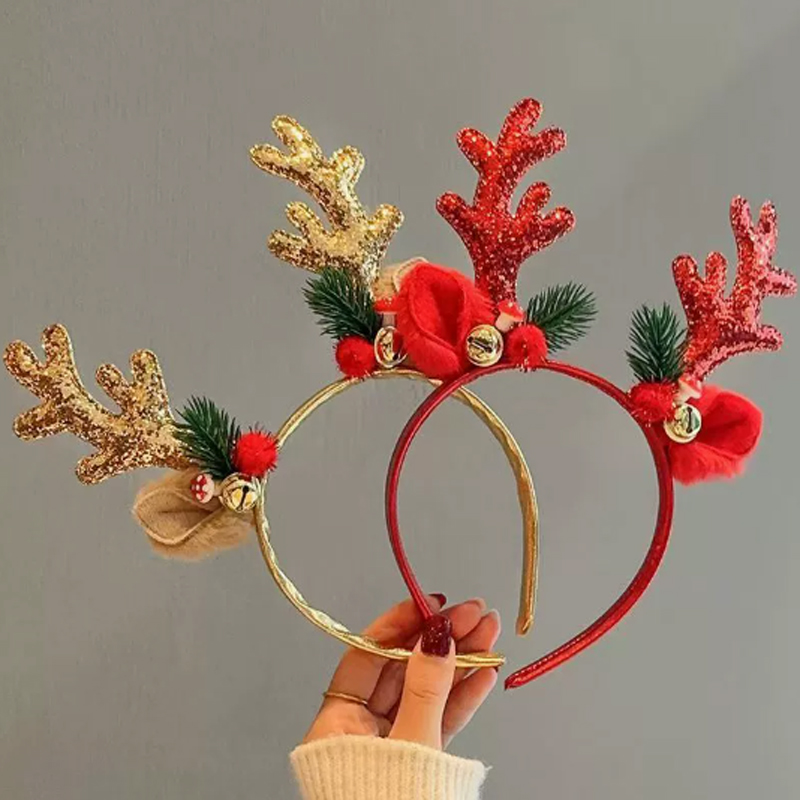 クリスマスグリッター鹿の角ヘッドバンド パーティー仮装コスチ - Reindeer Antlers Headband のレビューと価格