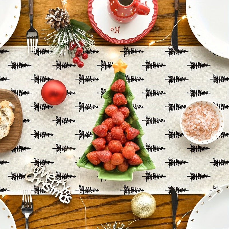 シンプルなクリスマスツリーテーブルランナー、流行のホットアイ - Christmas Table Runner のレビューと価格