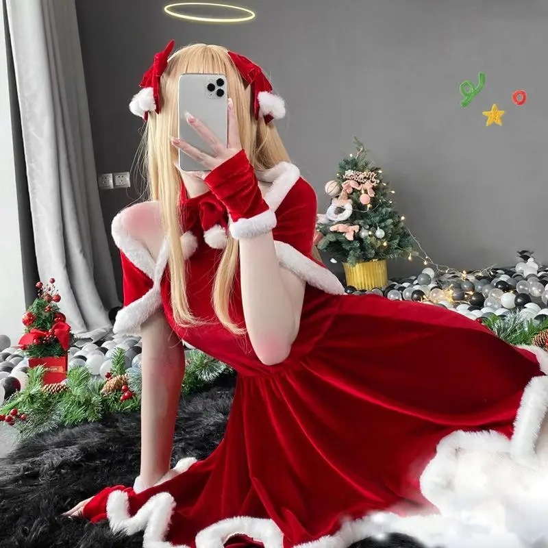クリスマスコスプレ衣装ドレスアクセサリースーツ赤新年マントカ - Elf Costume Christmas のレビューと価格