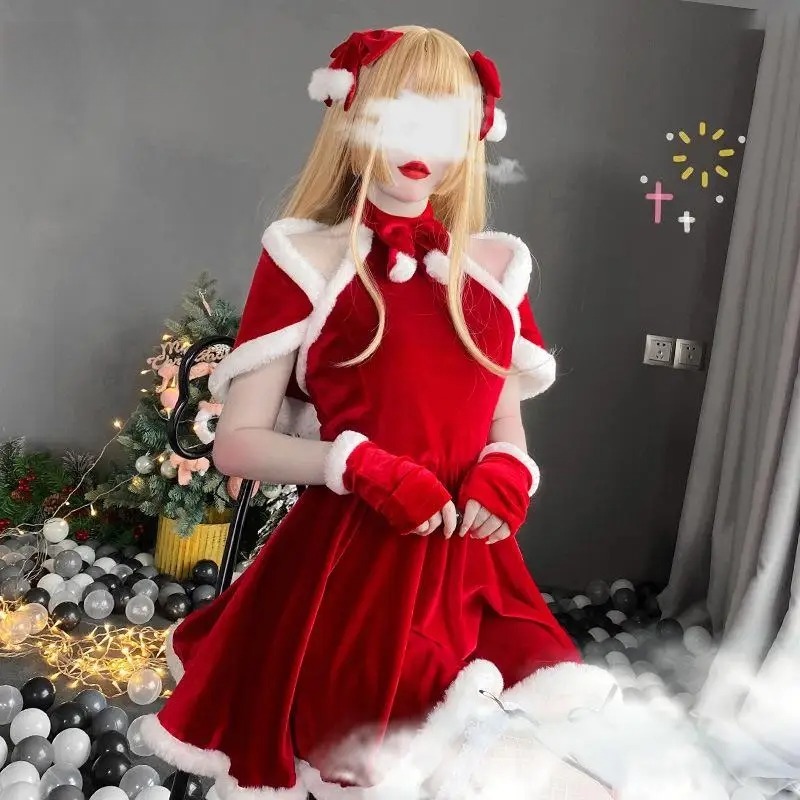 クリスマスコスプレ衣装ドレスアクセサリースーツ赤新年マントカ - Elf Costume Christmas のレビューと価格