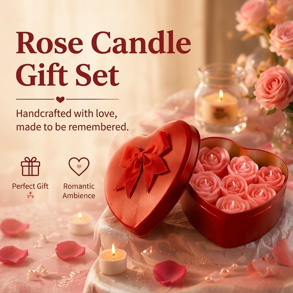バラの形をしたソイワックスキャンドル6個セット、ロマンチック - Holiday Candle Set のレビューと価格