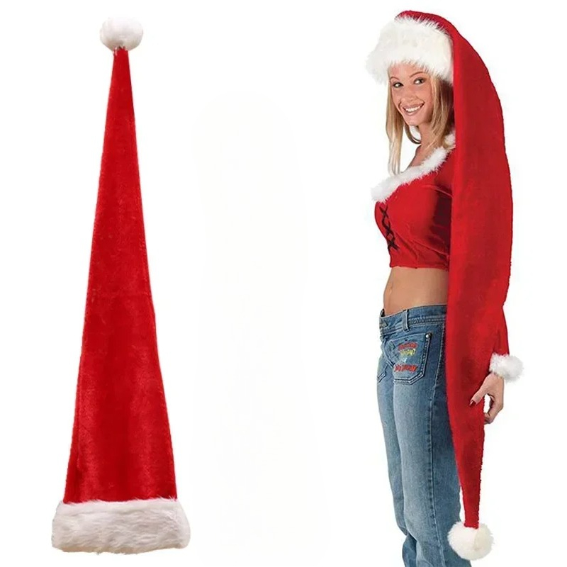 柔らかいプラッシュ素材の超ロング丈大人用サンタ帽子、ユニセッ - Santa Hat Plush のレビューと価格