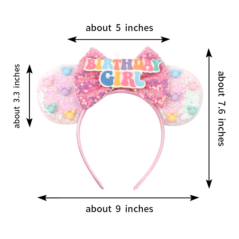 女の子ハッピーバースデーミニーマウス耳ヘッドバンド女の子ベビ - Ribbon Bow Gift のレビューと価格