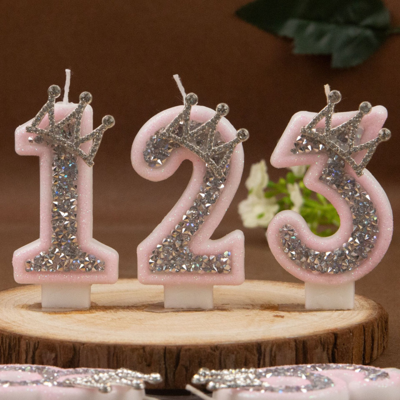 デジタルキャンドル 0-9 ピンクシルバーラインストーンクラ - Holiday Candle Set のレビューと価格