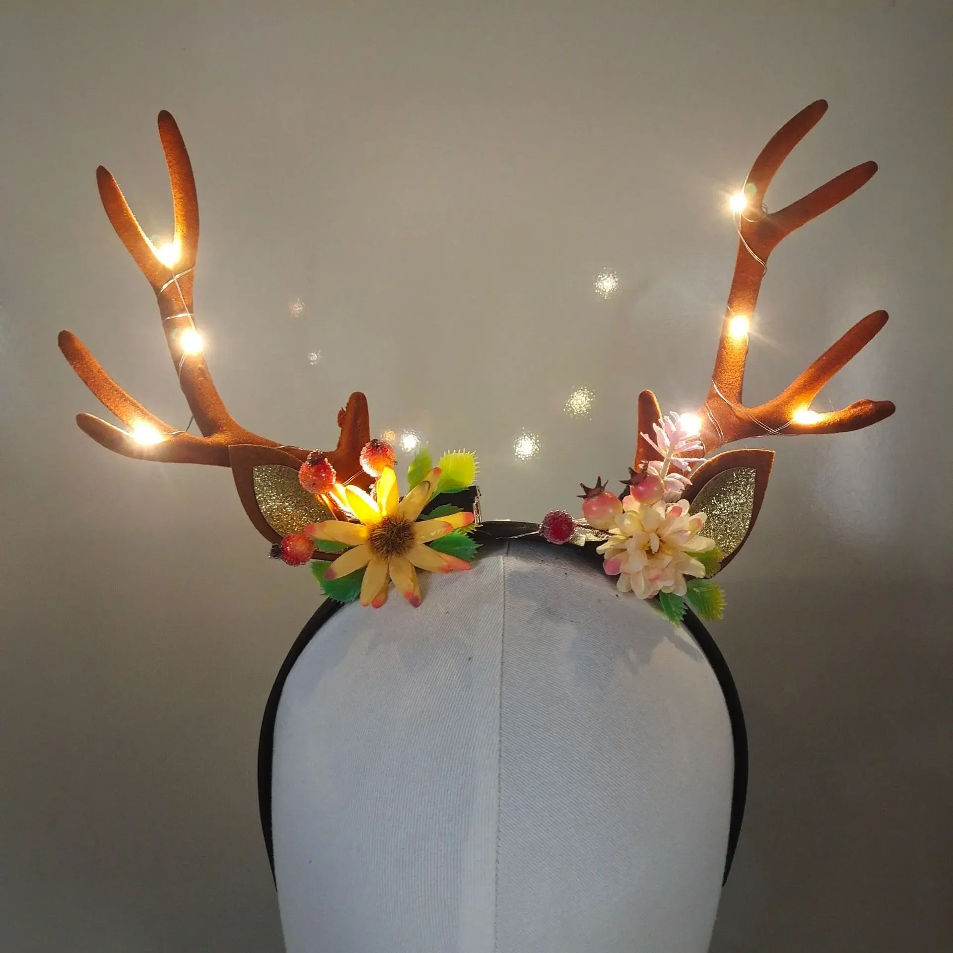 女性と女の子のための輝く車のヘッドバンド、クリスマスのヘアバ - Reindeer Antlers Headband のレビューと価格
