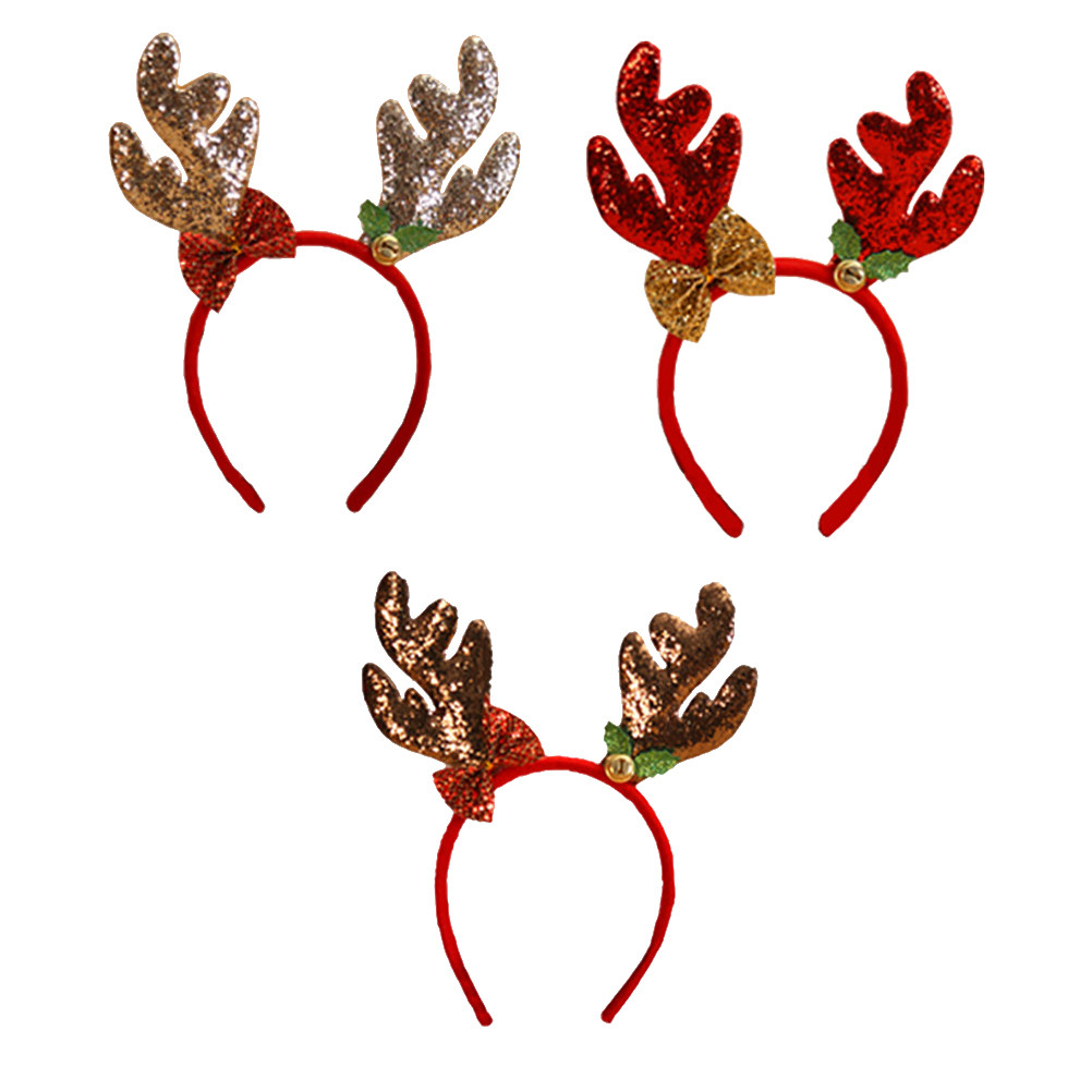 3個セット トナカイの角 クリスマスヘッドバンド グリッター - Reindeer Antlers Headband のレビューと価格