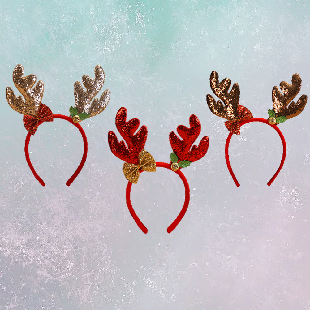 3個セット トナカイの角 クリスマスヘッドバンド グリッター - Reindeer Antlers Headband のレビューと価格