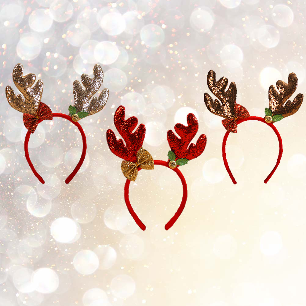 3個セット トナカイの角 クリスマスヘッドバンド グリッター - Reindeer Antlers Headband のレビューと価格