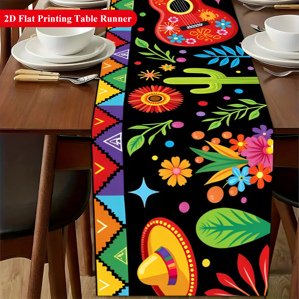 テーブルランナー 1枚、結婚式の装飾、カラフルなメキシコ風デ - Christmas Table Runner のレビューと価格