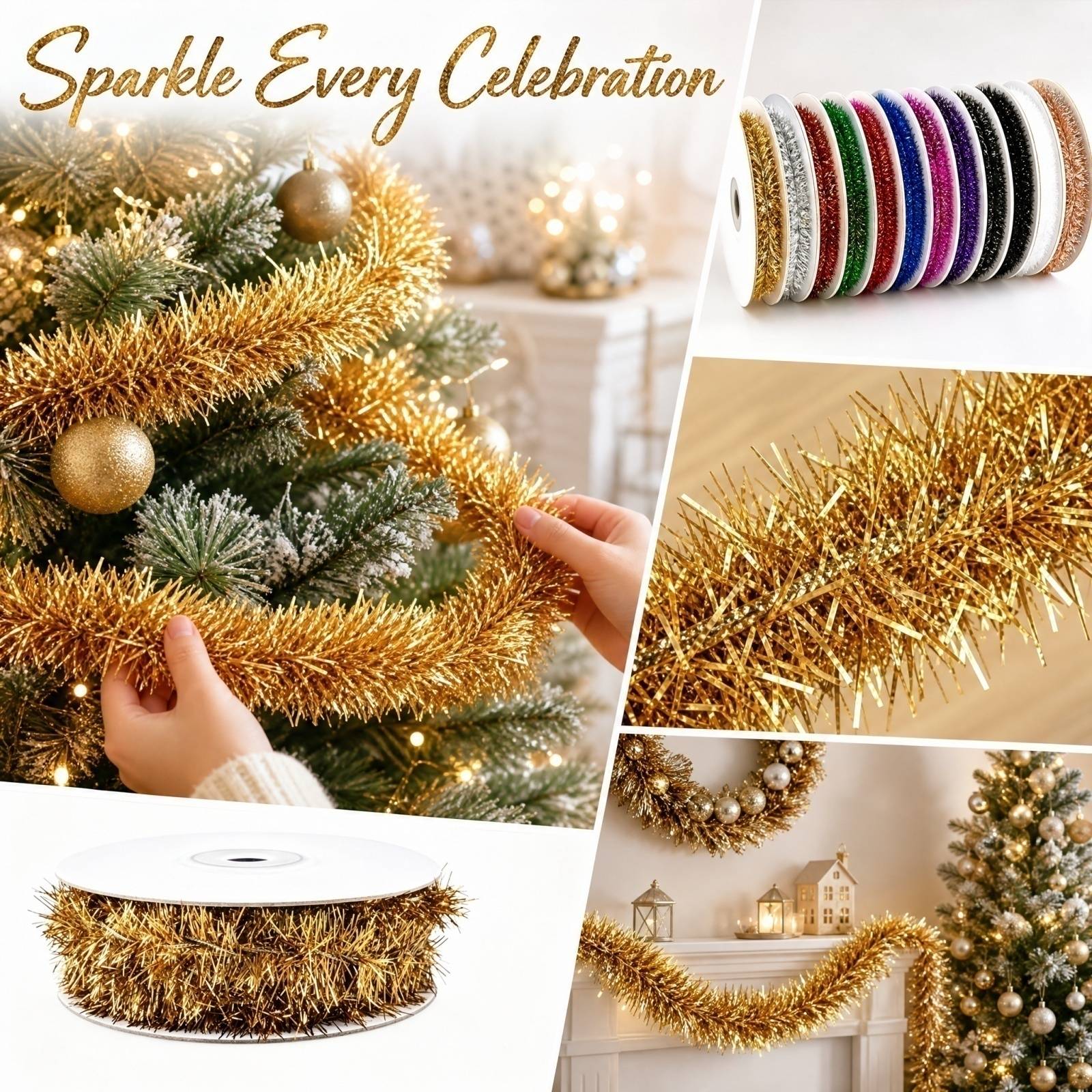 プラスチック製ワイヤーガーランド 5m 長さ 9色展開 装飾 - Tinsel Garland Decoration のレビューと価格