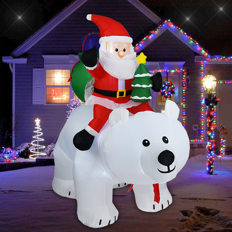 LEDライト付き移動式クマサンタクリスマスインフレータブルヤ - Christmas Lights Outdoor のレビューと価格