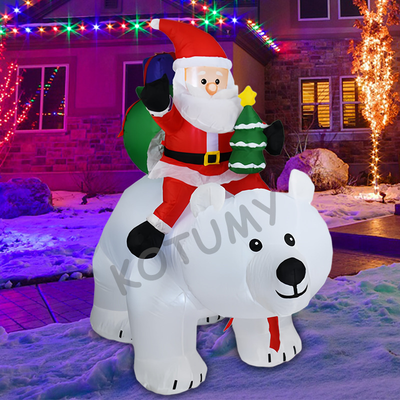 LEDライト付き移動式クマサンタクリスマスインフレータブルヤ - Christmas Lights Outdoor のレビューと価格