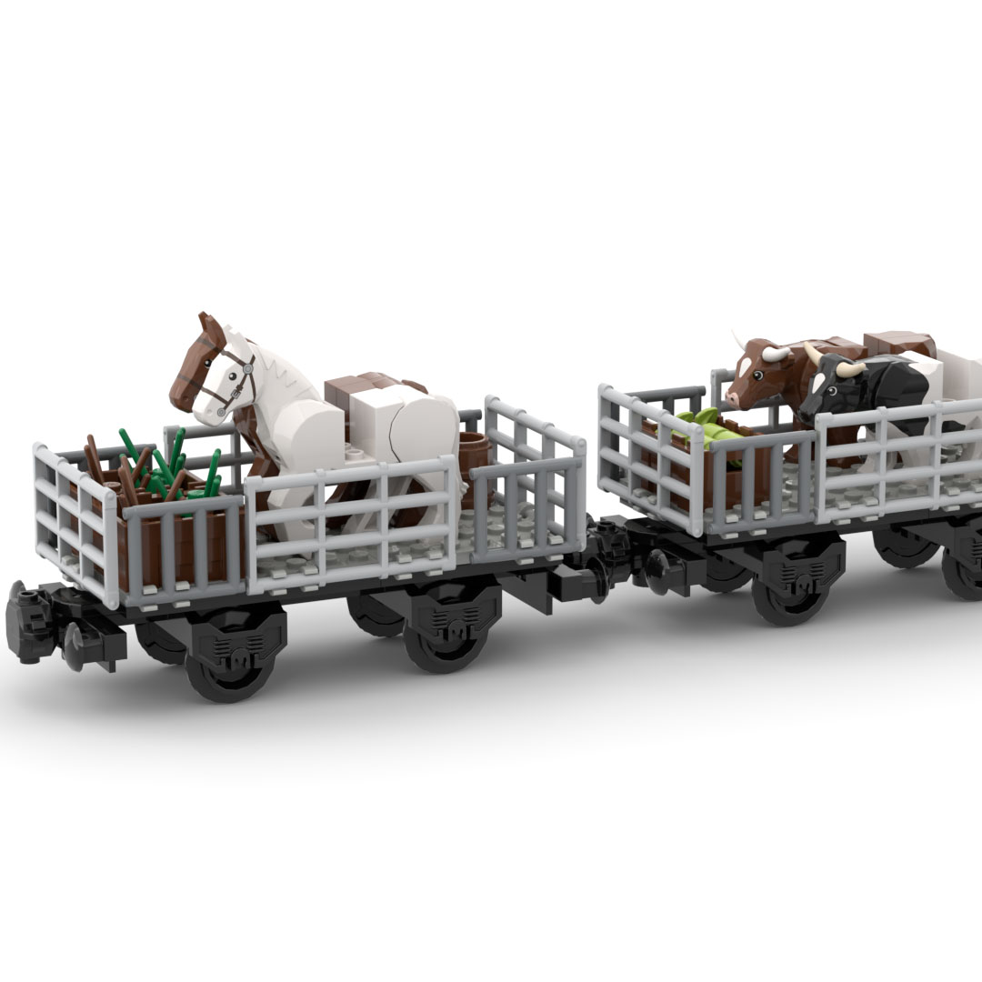 MOC列車動物輸送車両ビルディングブロックモジュラー列車シャ - Lego Set Creator のレビューと価格