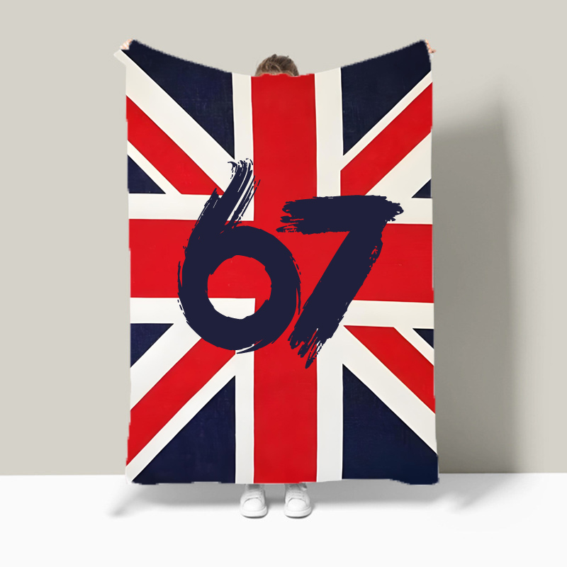 ユニオンジャック旗ミーム番号「67」ソフトフランネルベッドカ - Christmas Throw Blanket のレビューと価格