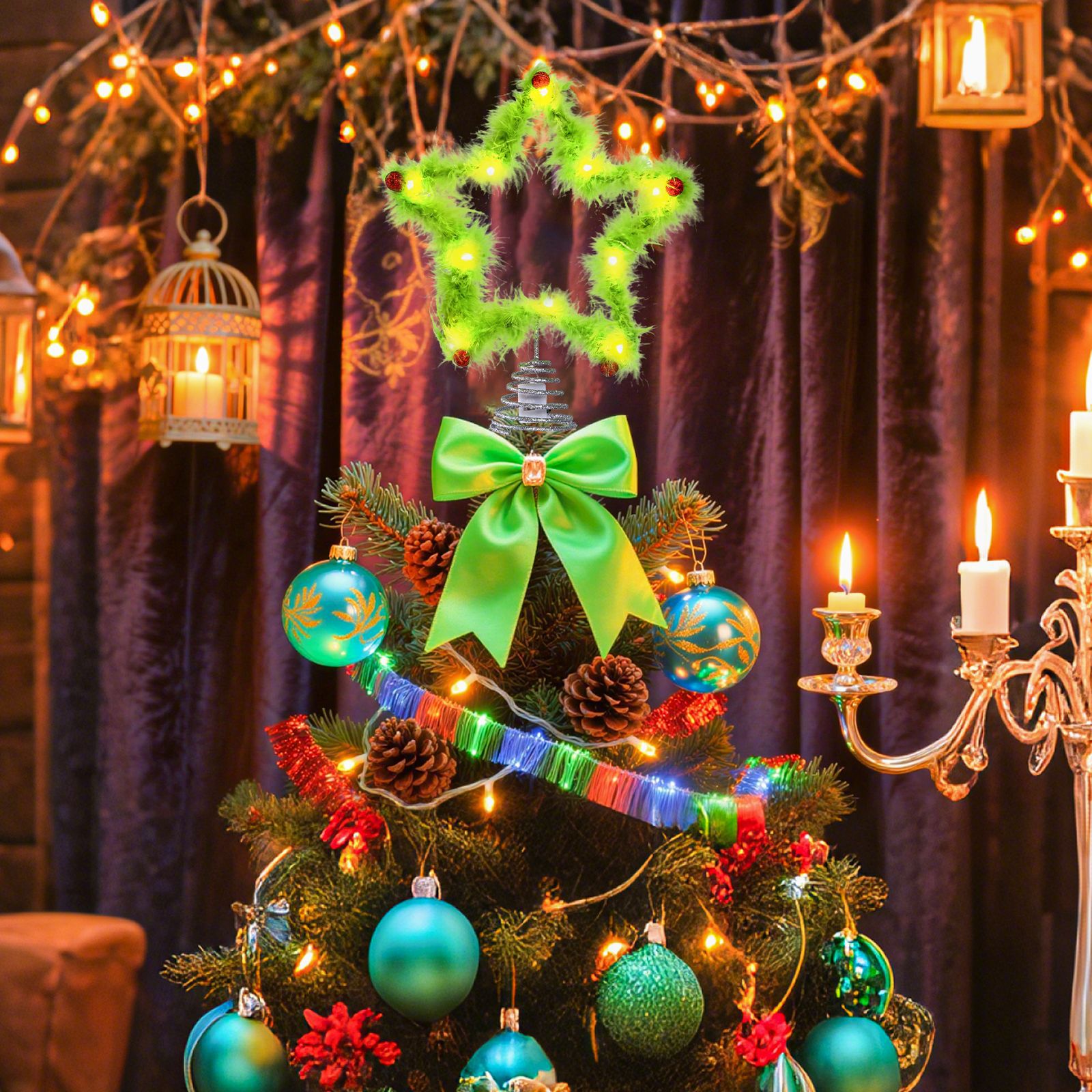 クリスマス ファジー グリンチ スター ツリートッパー ホリ - Star Tree Topper のレビューと価格
