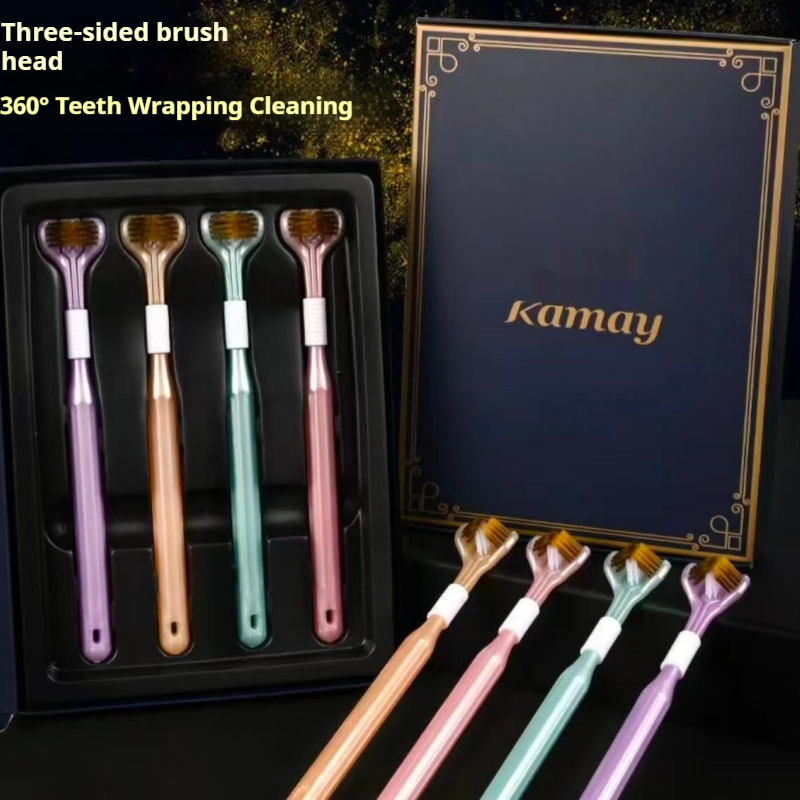 箱入り歯ブラシ4本セット、3面コーティングされた歯ブラシで、 - Gift Box Wrap Set のレビューと価格