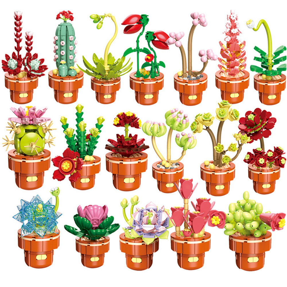 多肉植物植物永遠の花の花束、女の子のギフトセット、DIY教育 - Lego Set Creator のレビューと価格
