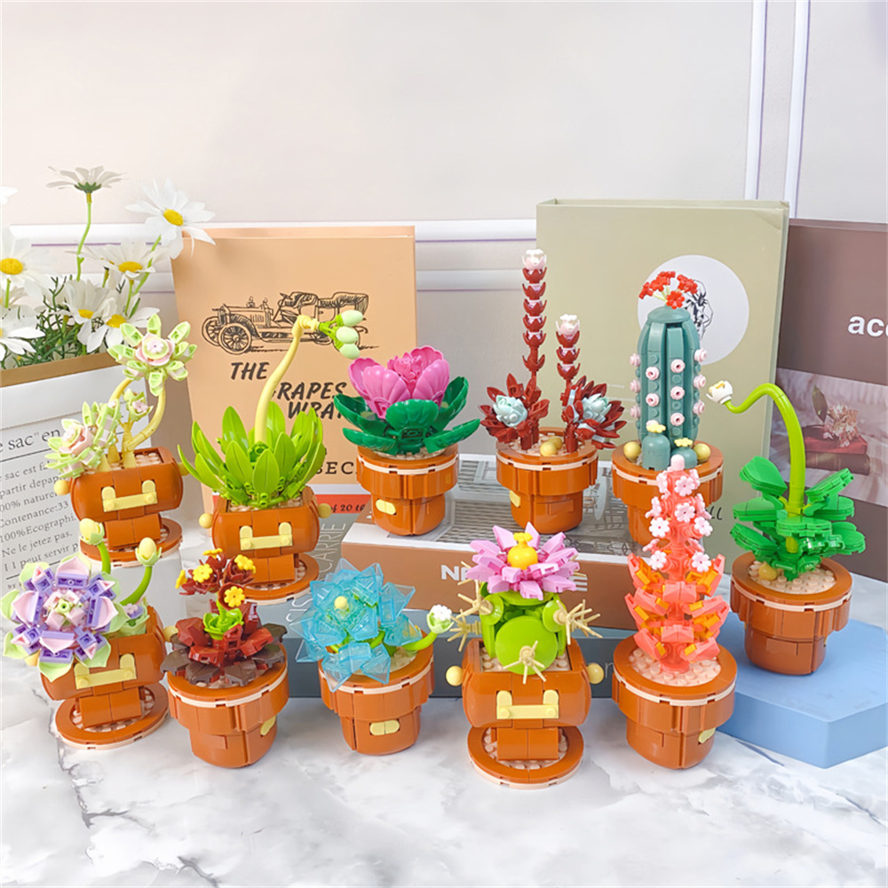 多肉植物植物永遠の花の花束、女の子のギフトセット、DIY教育 - Lego Set Creator のレビューと価格