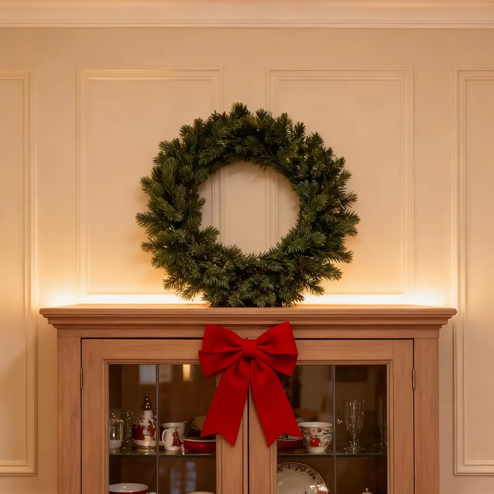 人工松のリース植物クリスマスデコレーションホリデーパーティー - Christmas Wreath Fake のレビューと価格